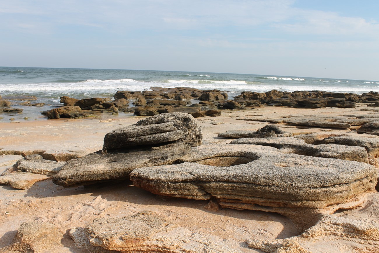Eroded Coquina Outcrop Exposed on Beach South of Fort Matanzas