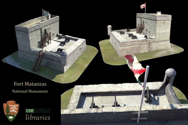 A digital rendering of Fort Matanzas in 3D form.