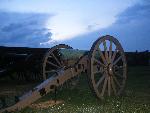 Howitzer and Parrott Rifle inside fort