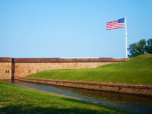 Old Glory flies above Fort Pulaski