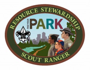 patch with three scouts and Find Your Park logo