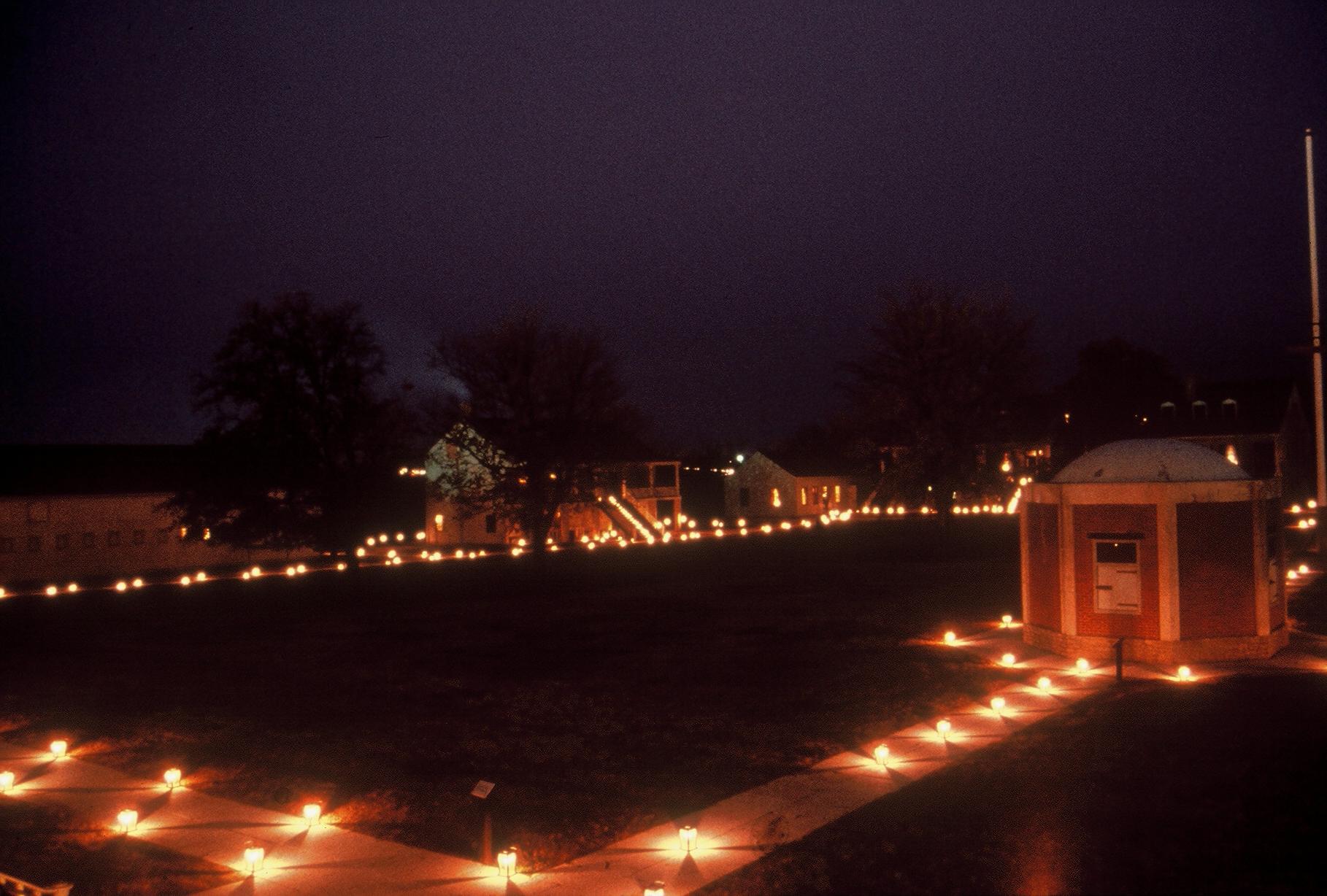 Candles lighting the walkway
