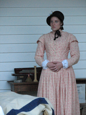 Reenactor Katie Wells portraying Emma Morley
