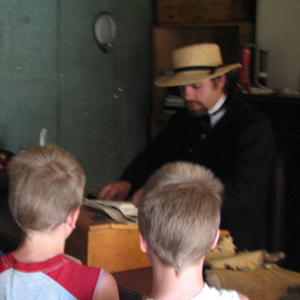 Park Guide Enoch Doubledee plays role of post sutler