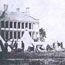 Sibley tents in front of Officers' Quarter during Civil War