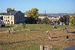 Aerial view of Civil War era baseball game