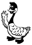 A drawing of a canada goose, that waves at you