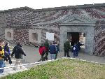 Visitors and rangers entering Fort Sumter