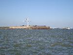 Fort Sumter as seen from a boat.