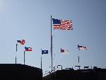 Five Civil War replica flags and the 50-star U.S.