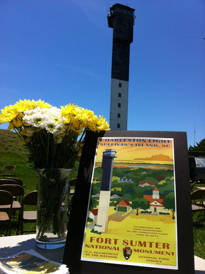2012 National Lighthouse Day Poster with Sullivan's Island Lighthouse in the background.