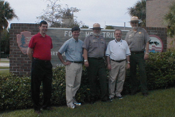 New Zealand Ambassador and party in front of the Fort Moultrie entrance sign.