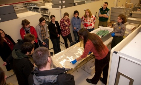 PSU students in Fort Vancouver's Museum Collections storage