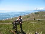 NCRI Archaeologist Beth Horton screens for artifacts at San Juan Island National Historical Park