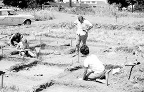 Image of archaeologists in the Village area in the 1960s