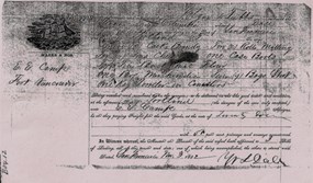 copy of a shipping receipt used by a sutler at Fort Vancouver