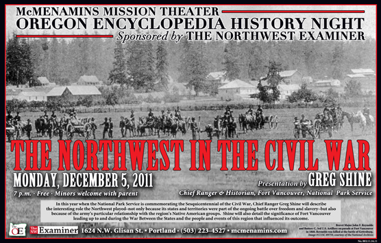 Poster announcing the event details and featuring an image of artillery soldiers in 1860 in formation at Fort Vancouver