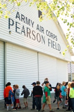 Field trip students at Pearson Air Museum