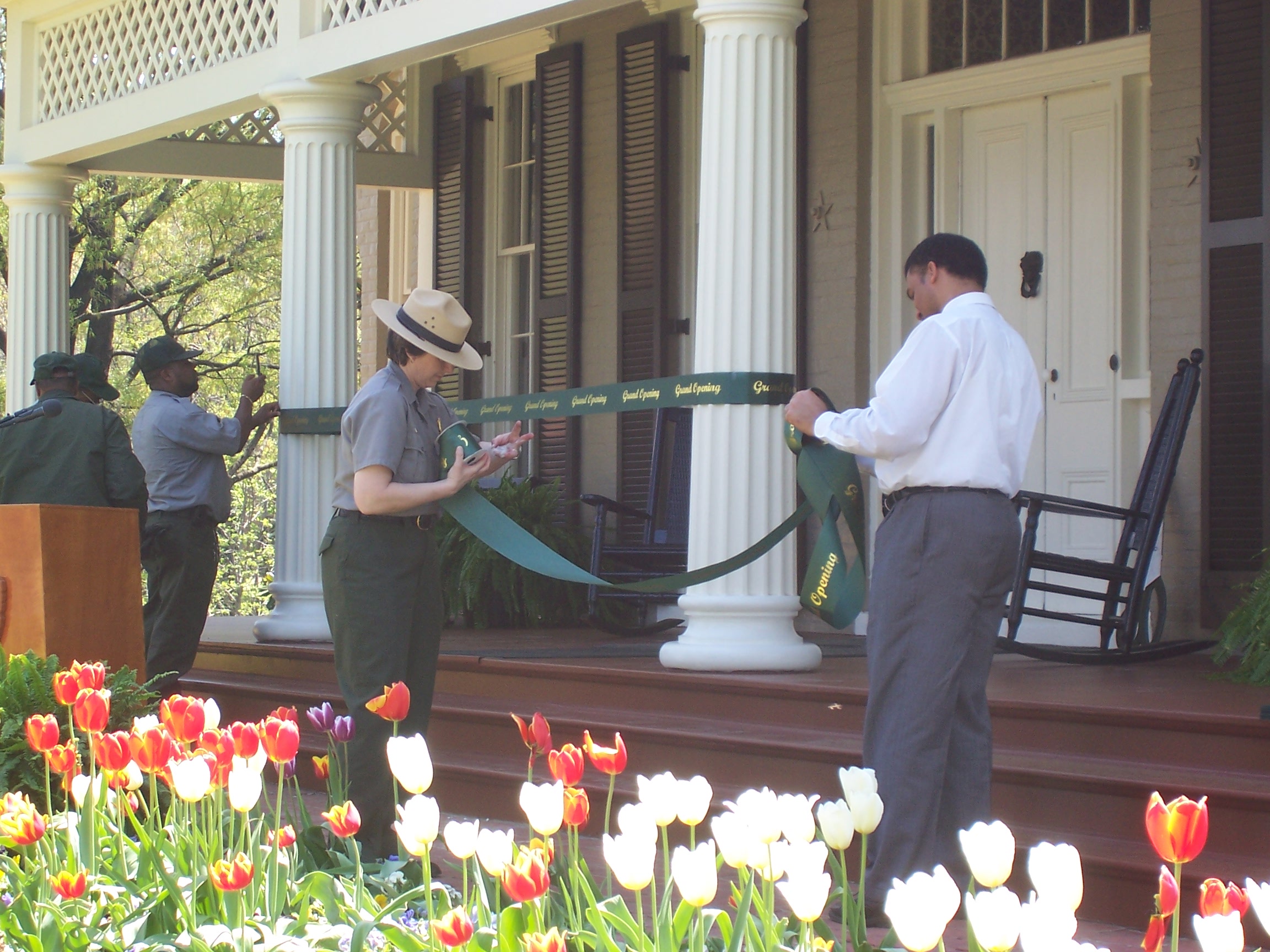 Preparing for the Frederick Douglass National Historic Site reopening ceremony (rescheduled due to snow)