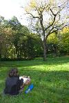 Student Drawing in the South Lawn