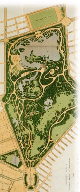 An 1871 plan of Prospect Park in Brooklyn, NY 