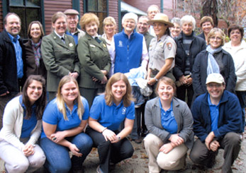 A group photo of SCA interns, SCA board members, and some supervisory staff from Frederick Law Olmsted NHS