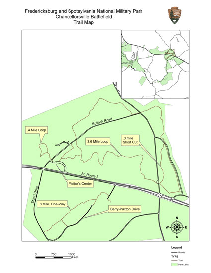 Map of Chancellorsville History Trail and Hazel Grove Trail