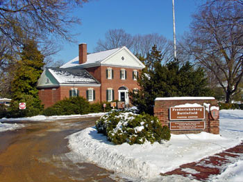 Fredericksburg Battlefield Visitor Center in snow
