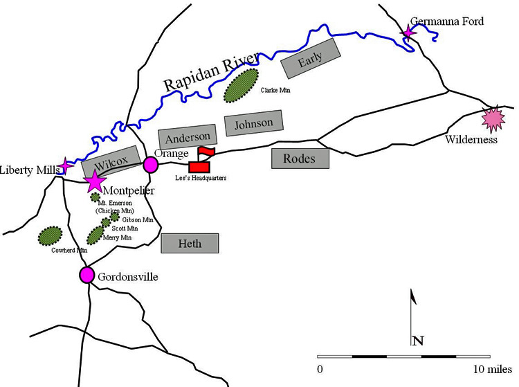 Map of Confederate camps