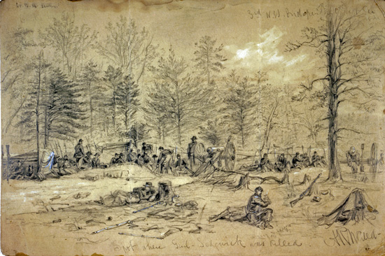 Sketch showing spot where Sedgwick was killed
