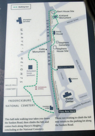 Map of Sunken Road/Marye's Heights walking tour