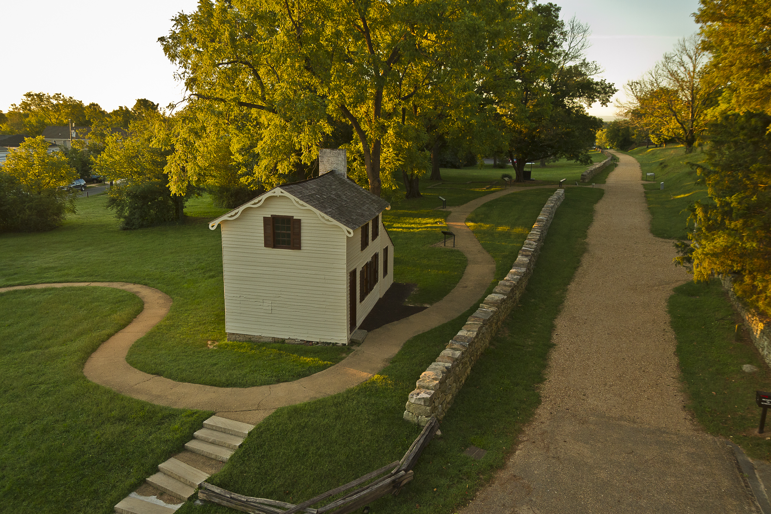 Sunken Road and Innis House, Photo by Larry Stuart