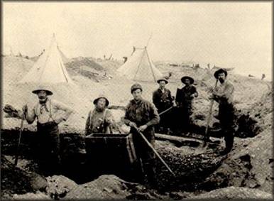 Miners working the beach at Nome.