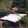 A ranger checks his location with a map and compass.