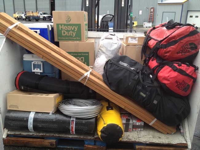 A pile of gear for field work