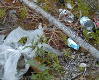 Plastic and cans left in the Park and Preserve.