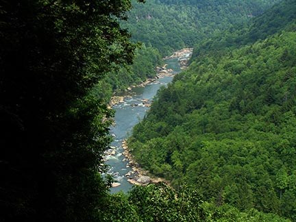 rugged river gorge from above