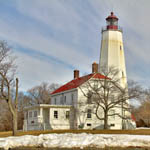 The Sandy Hook lighthouse in winter.