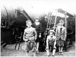 Soldier's children by Fort Hancock gun, c. 1935.