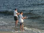 Father and son fishing at Sandy Hook