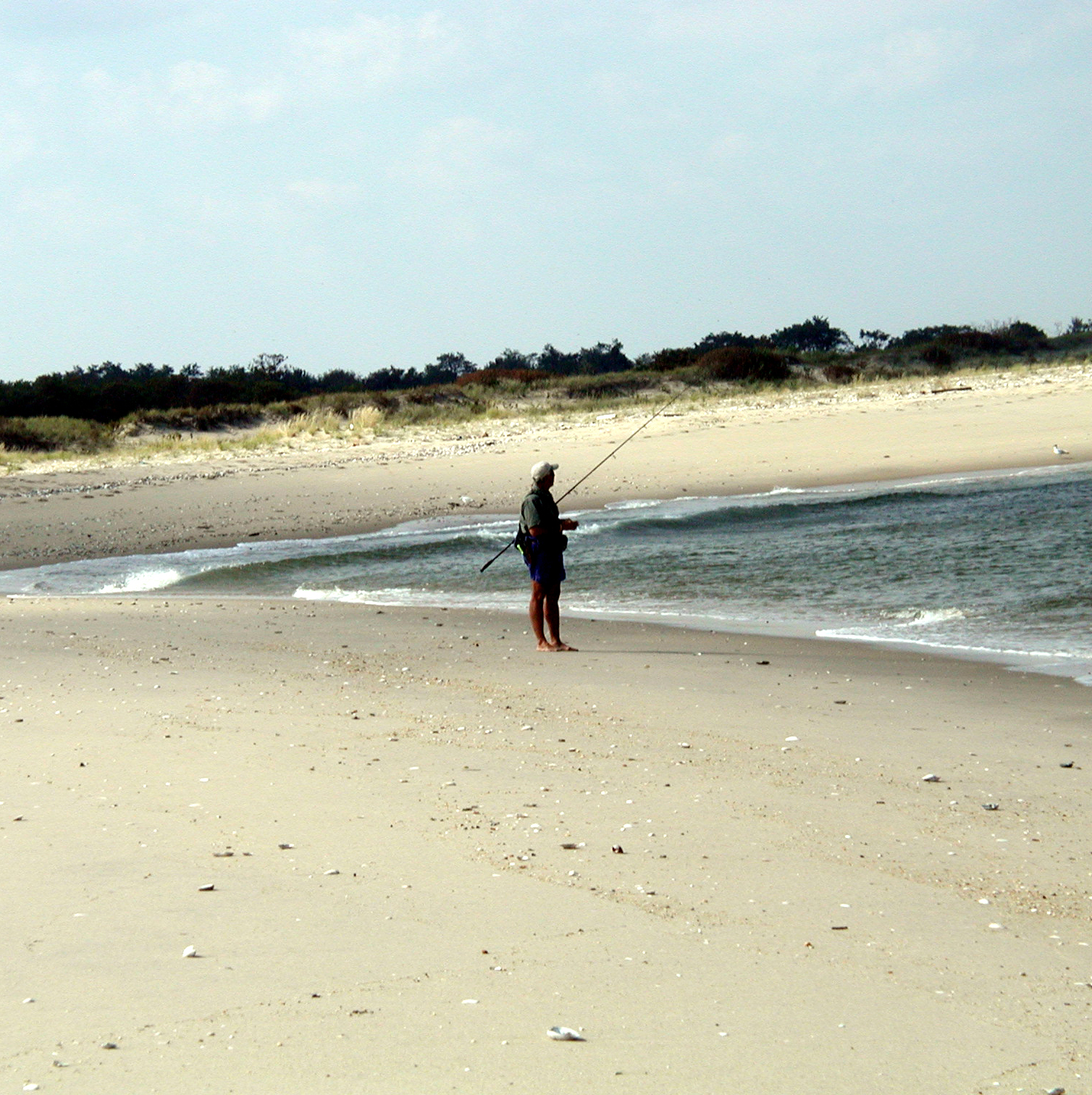 Fishing in Horseshoe Cove at Sandy Hook.