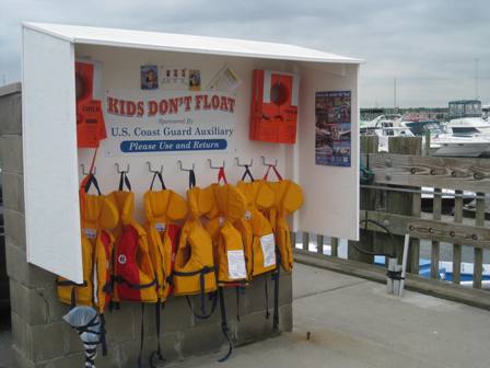 Anyone can borrow these lifejackets for children. Three sizes are available, including one for infants.