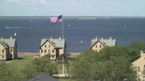 Officer's Row in Fort Hancock as seen from Sandy Cam.