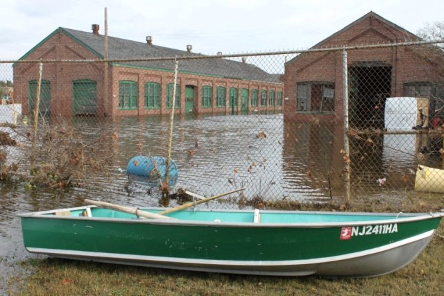 In the days after the storm, Sandy Hook's maintenance buildings were only accessible by boat.