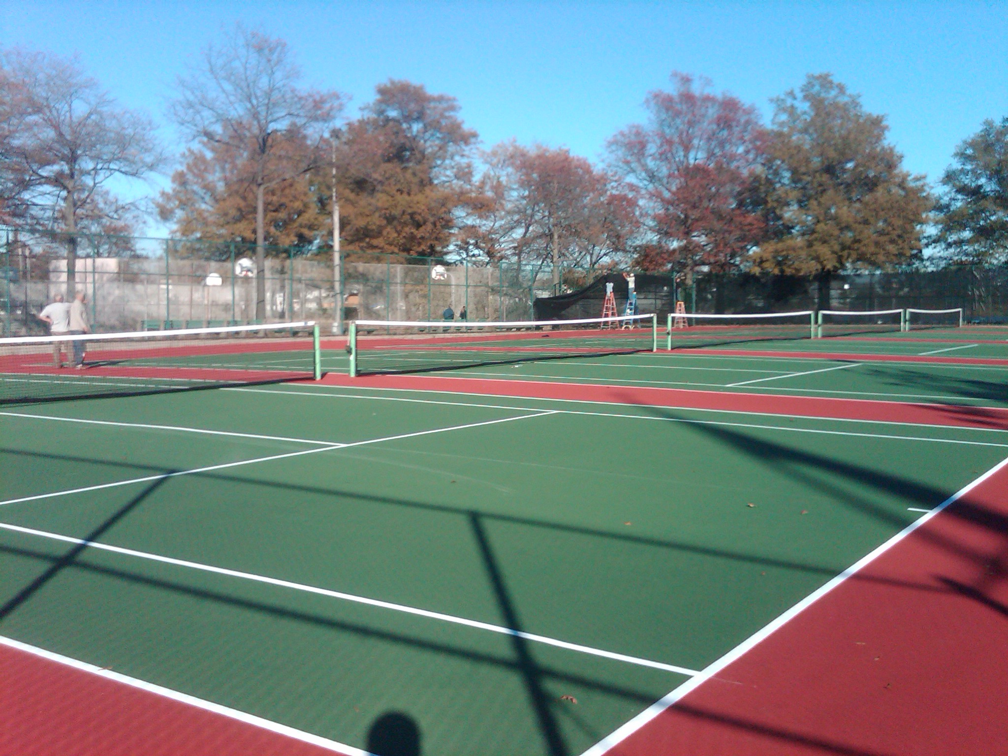 Newly-restored tennis courts at Frank Charles Park.
