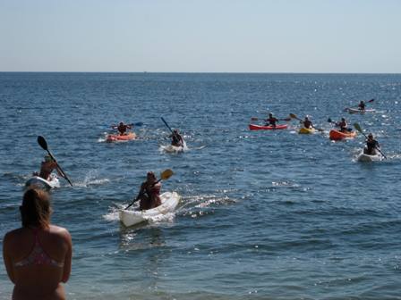 The ocean kayak race was one of ten contests in this year's All-Women Lifeguard Tournament.
