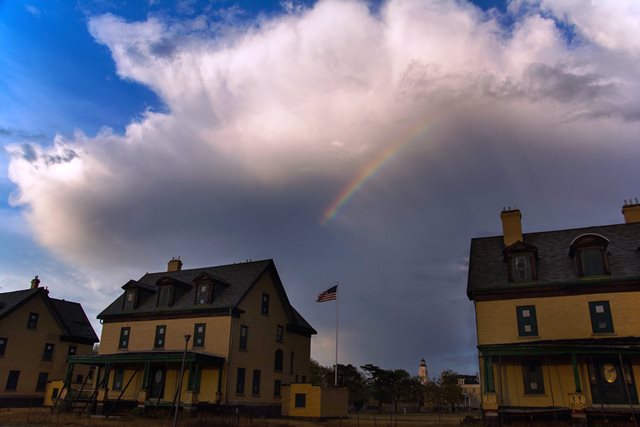 A rainbow leads to treasure! Officers Row at Fort Hancock after a storm. Photo by Volunteer-in-Parks Stan Kosinski, taken September 10, 2015.
