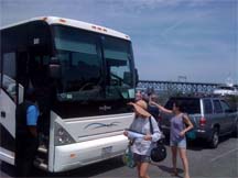 Visitors try the new pilot shuttle bus program at Jamaica Bay.