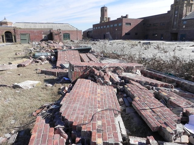 The storm forced open the doors and windows of the Jacob Riis Bathhouse with such power that the surge knocked down a six-foot tall brick wall behind the bathhouse.