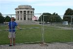 Chain link fence is used to close off the memoria.